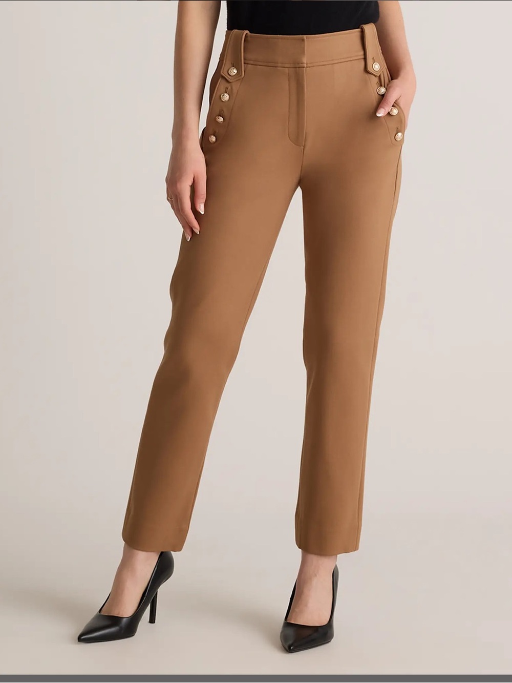 Quince Ultra-Stretch Ponte Mariner Pants Roasted Pecan Brown Large